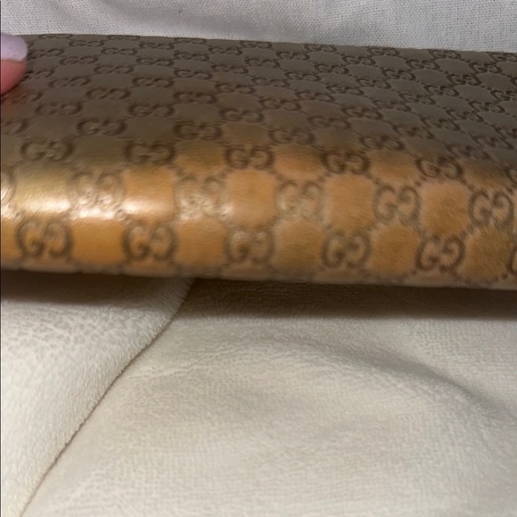 Gucci tan/gold metallic long leather wallet - Picture 5 of 16